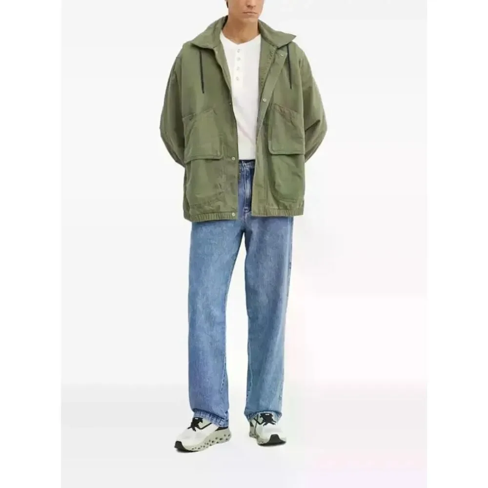 Levi's Premium‎ Jacket Mens XL Green Hooded Work Pocket Canvas Military Utility